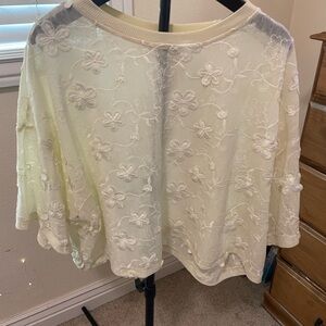Ivory Floral Embroidered Sheer Top